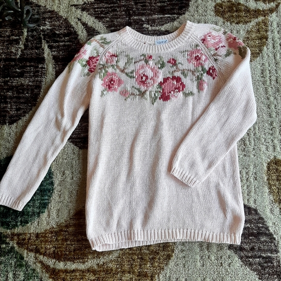 EUC FLORAL KNIT PINK SWEATER - Picture 6 of 8
